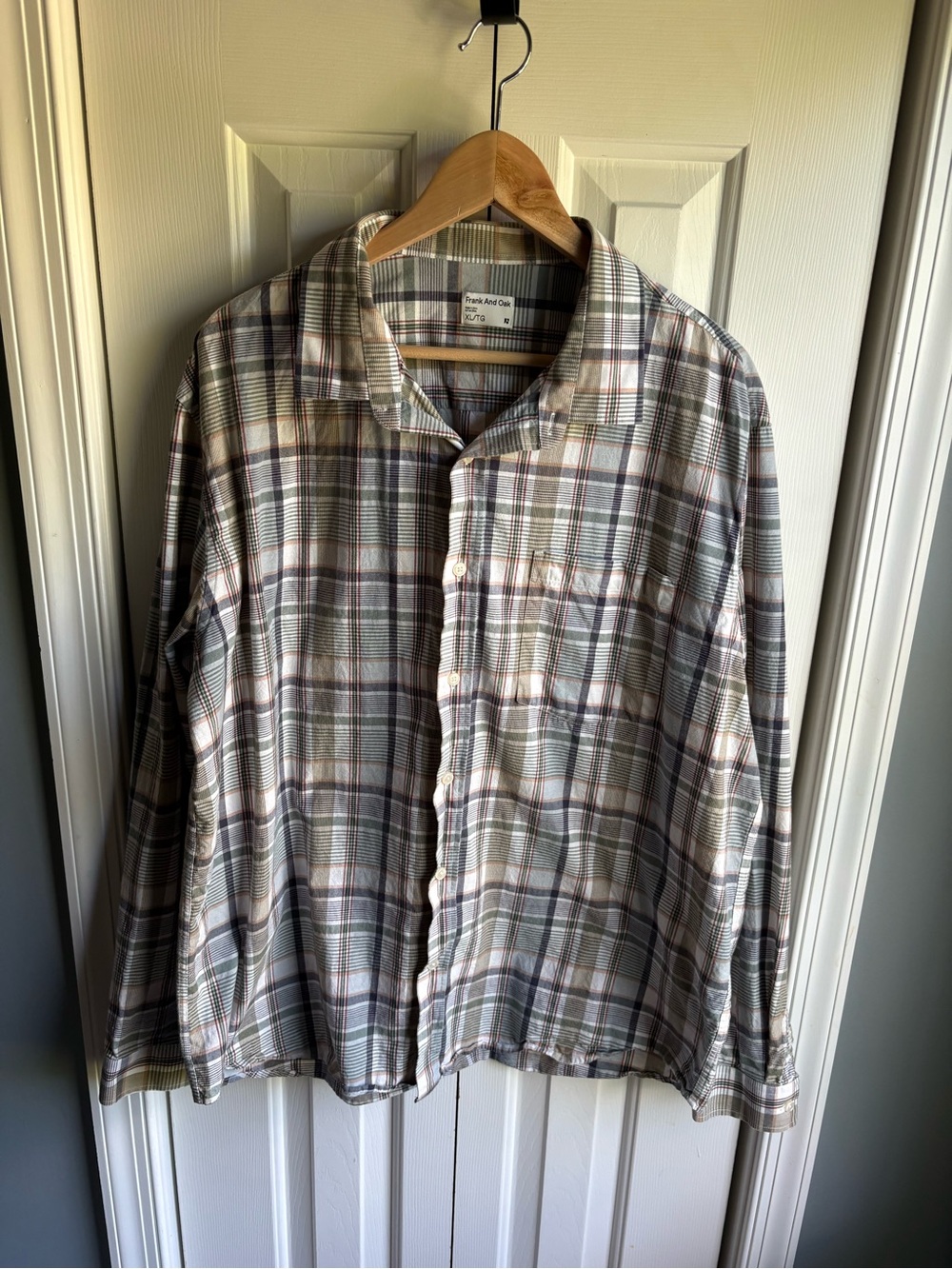 Frank and Oak Mens Multicolor Plaid Long Sleeve Button Down Shirt Size XL